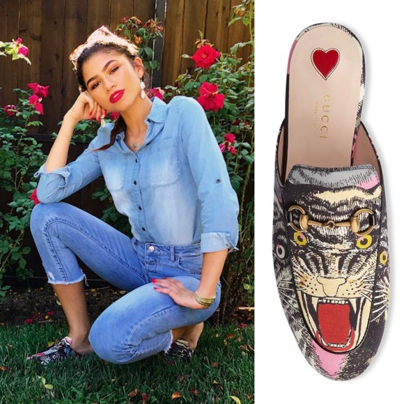 Gucci Shoes - RARE Gucci Princetown Horsebit Angry Cat Tiger Mules Loafers Slides Black 36 6